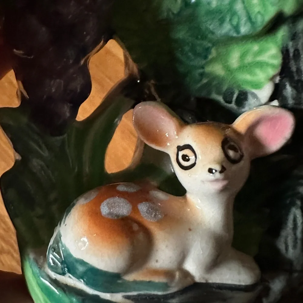 Vintage Kitschy Eyeliner Deer Ceramic Planter